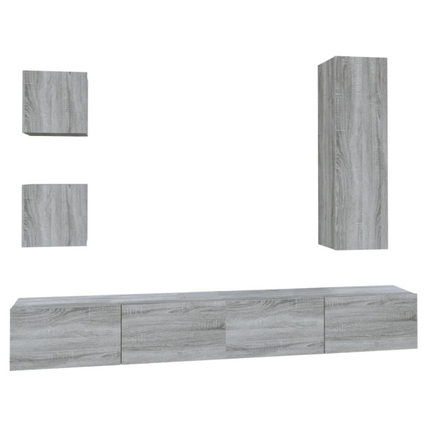 Set de muebles para TV 5 pzas madera contrachapada gris Sonoma M 2