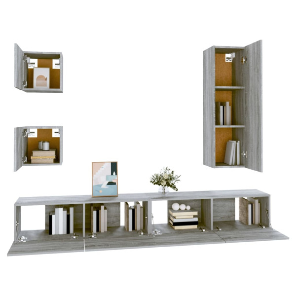 Set de muebles para TV 5 pzas madera contrachapada gris Sonoma M 4