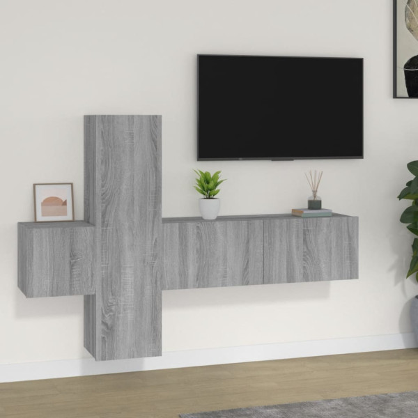 Set de muebles para TV 3 pzas madera contrachapada gris Sonoma D