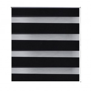 Estore de rolo 90 x 150 cm. linhas de zebra / Preto H
