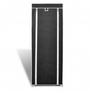 Zapatero de tela con cubierta negro 57x29x162 cm H