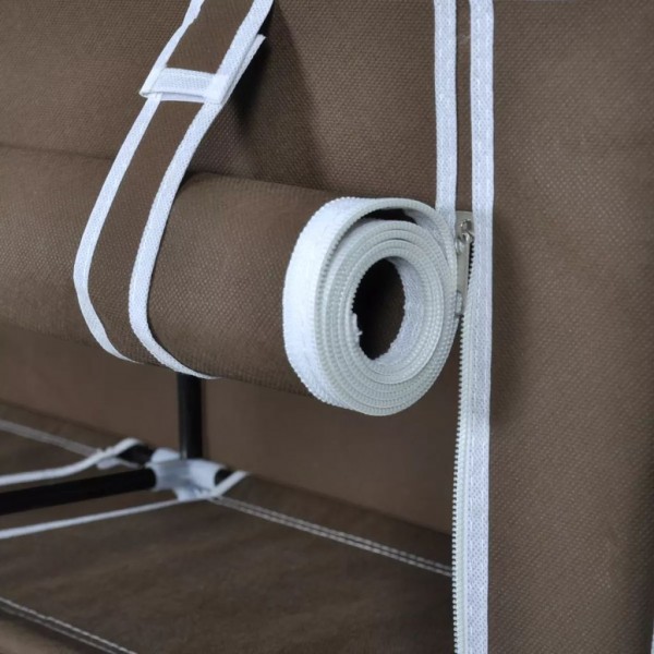 Zapatero de tela con cubierta marrón 115x28x110 cm M 5