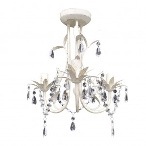 Candelabro com Cristais Pendente Elegante em branco H