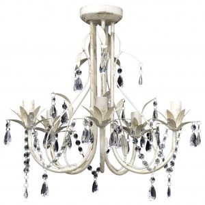 Candelabro com cristais pendente elegante com 5 lâmpadas H