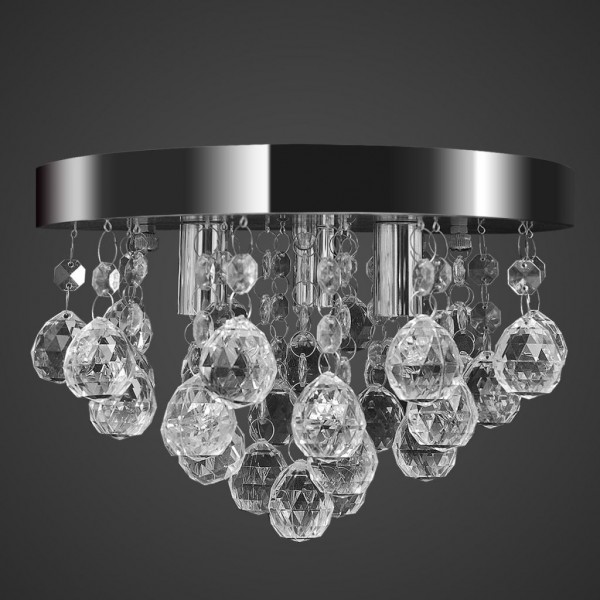 Lustre redondo de cristal cromado D