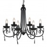 Candelabro pendente de cristal preto para 6 bulbos 1