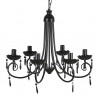 Candelabro pendente de cristal preto para 6 bulbos 2