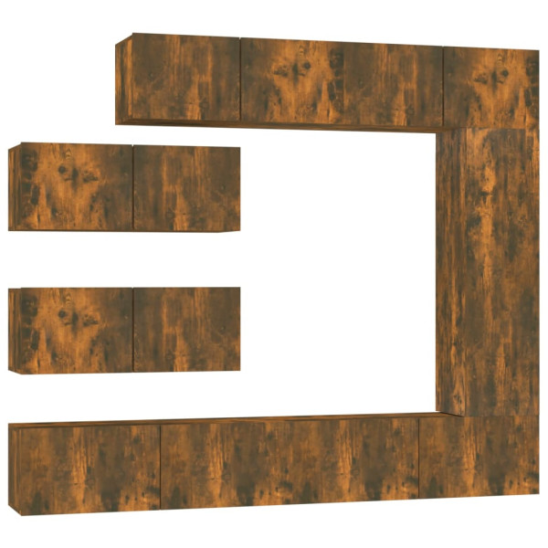 Set de muebles de TV 7 pzas madera contrachapada roble ahumado M 2