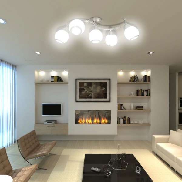 Lámpara de techo con pantallas de cristal y soporte curvado M 3