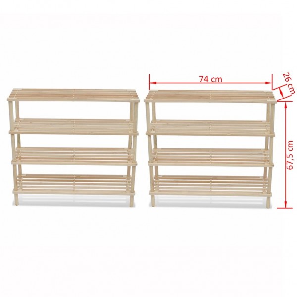 Sapateiras com 4 prateleiras 2 pcs madeira de abeto maciça M 5