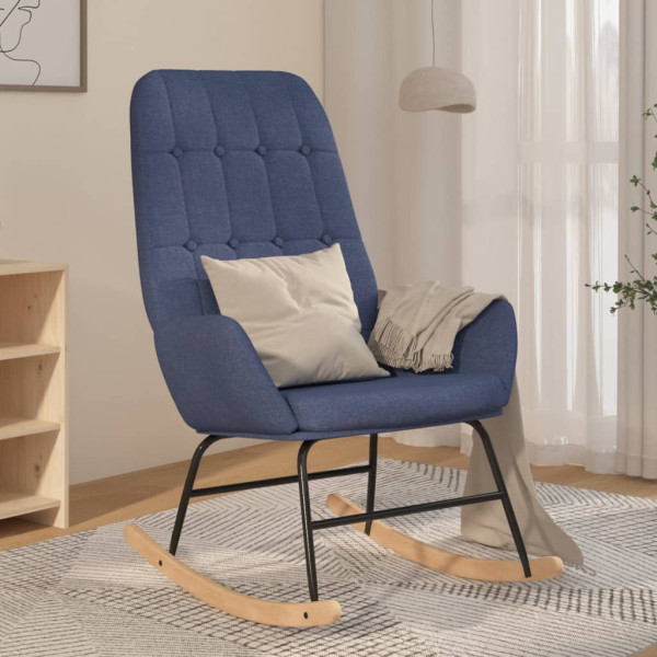 Silla mecedora de tela azul D