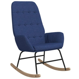 Silla mecedora de tela azul H