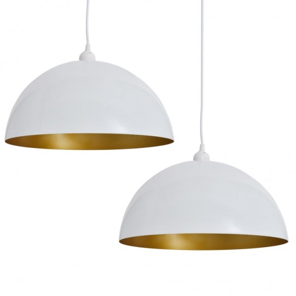 Lámpara de techo 2 uds altura ajustable semiesférica blanca D