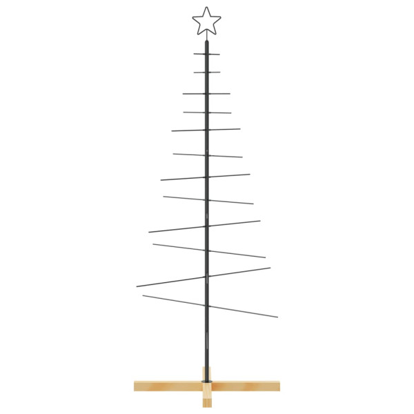 Árbol de Navidad metal negro con base de madera 150 cm M 4