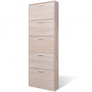 Mueble zapatero color roble con 5 compartimentos H