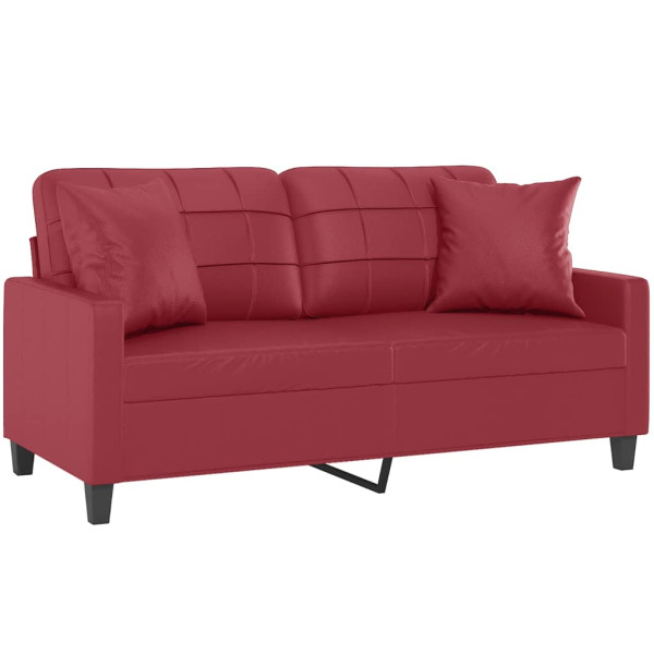 Sofá 2 lugares +almofadas 140cm couro artificial vermelho tinto M 3