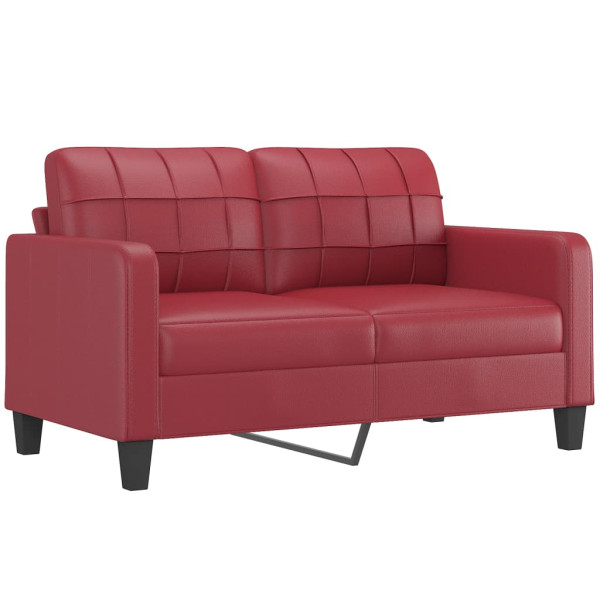 Sofá 2 lugares +almofadas 140cm couro artificial vermelho tinto M 4