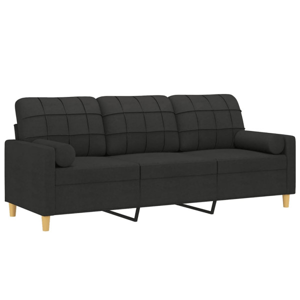 Sofá 3 lugares + almofadas decorativas 180 cm tecido preto M 3