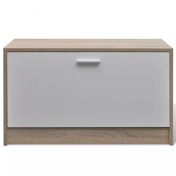 Muebles de entradita con zapatero madera 3 color roble y blanco M 4