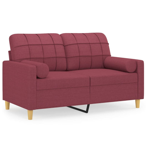 Sofá 2 lug. + almofadas decorativas 120cm tecido vermelho tinto M 2