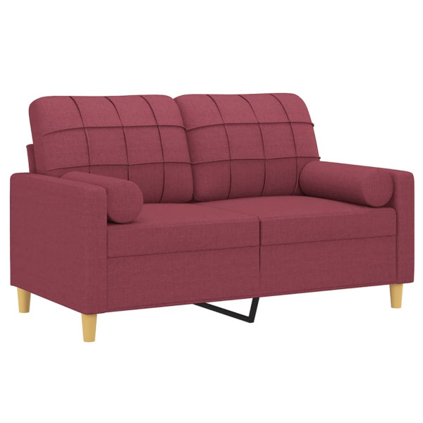 Sofá 2 lug. + almofadas decorativas 120cm tecido vermelho tinto M 3