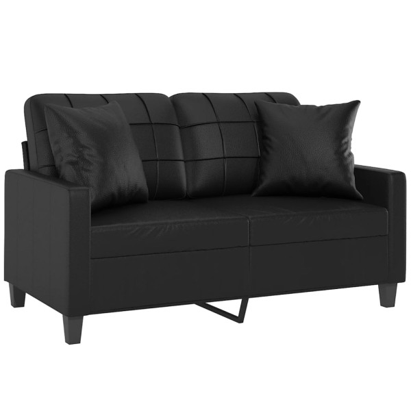 Sofá 2 lugares + almofadas decorativas 120cm couro artif. preto M 3