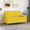 Sofá 2 lug. + almofadas decorativas 120 cm tecido amarelo-claro 1