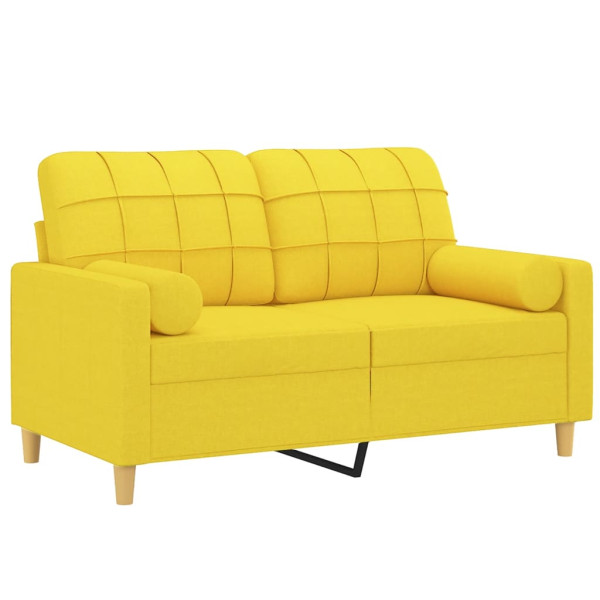 Sofá 2 lug. + almofadas decorativas 120 cm tecido amarelo-claro M 3