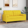 Sofá 2 lug. + almofadas decorativas 140 cm tecido amarelo-claro 1