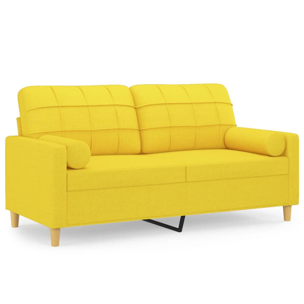 Sofá 2 lug. + almofadas decorativas 140 cm tecido amarelo-claro M 2
