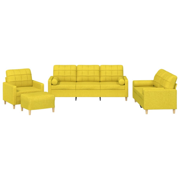 4 pcs conjunto de sofás com almofadas tecido amarelo-claro M 2