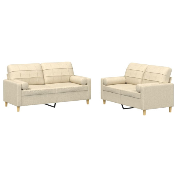 2 pcs conjunto de sofás com almofadas tecido cor creme M 2