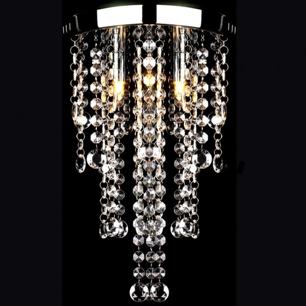 Lustre para Sala de Jantar Metalica Branca com Esferas de Cristais M 3