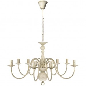 Candelabro de metal branco antigo com 8 lâmpadas E14 H