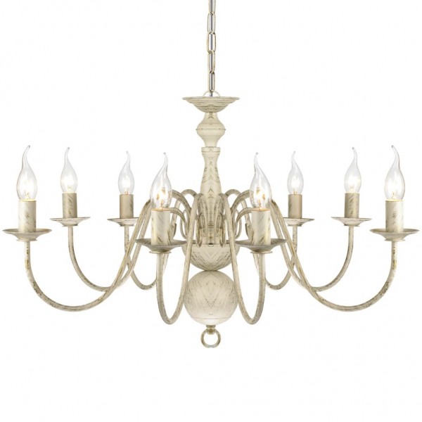 Candelabro de metal branco antigo com 8 lâmpadas E14 M 3