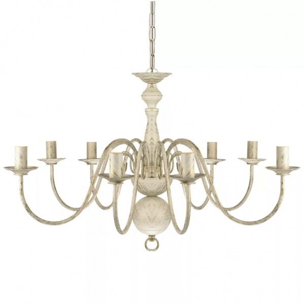 Candelabro de metal branco antigo com 8 lâmpadas E14 M 4