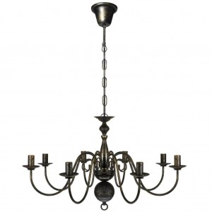 Candelabro de metal preto antigo com 8 lâmpadas E14 H