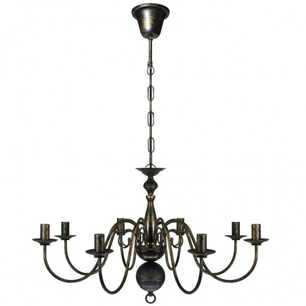 Candelabro de metal preto antigo com 8 lâmpadas E14 M 2