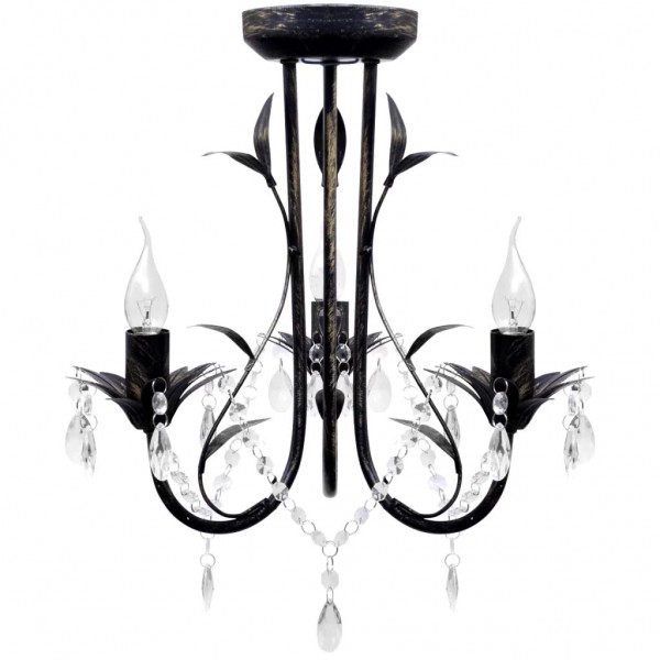 Lámpara de araña. candelabro negro estilo Art Nouveau. 3 x E14 D