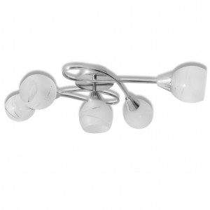 Lámpara de techo con pantallas de cristal para 5 bombillas E14 H