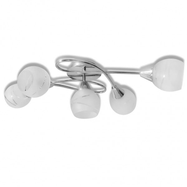 Lámpara de techo con pantallas de cristal para 5 bombillas E14 M 2