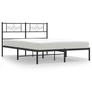 Estructura de cama con cabecero metal negro 140x200 cm H