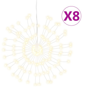 Luces de Navidad de estrellas 8 uds 140 LED blanco cálido 17 cm H