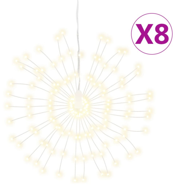 Luces de Navidad de estrellas 8 uds 140 LED blanco cálido 17 cm M 2