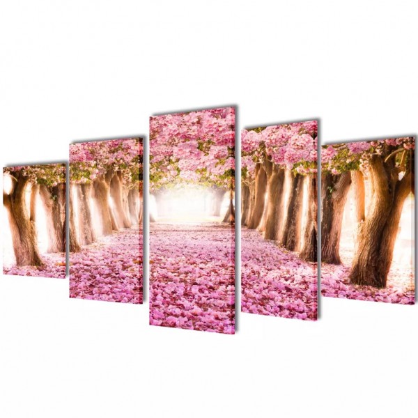 Set decorativo de lienzos para pared flores de cerezo 100 x 50 cm D