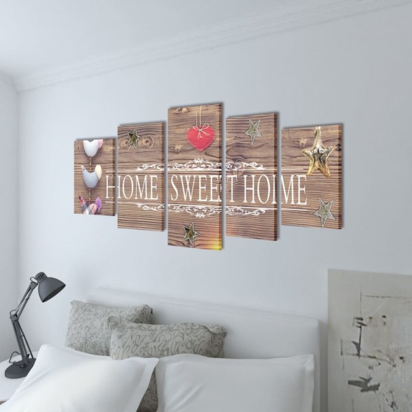 Set decorativo de lienzos para pared Home sweet home 100x50cm M 3