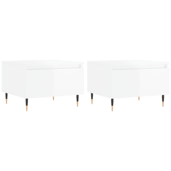 Mesas de centro 2pcs 50x46x35cm deriv. madeira branco brilhante M 2