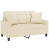 Sofá 2 lugares + almofadas decorativas 120cm couro artif. creme 3