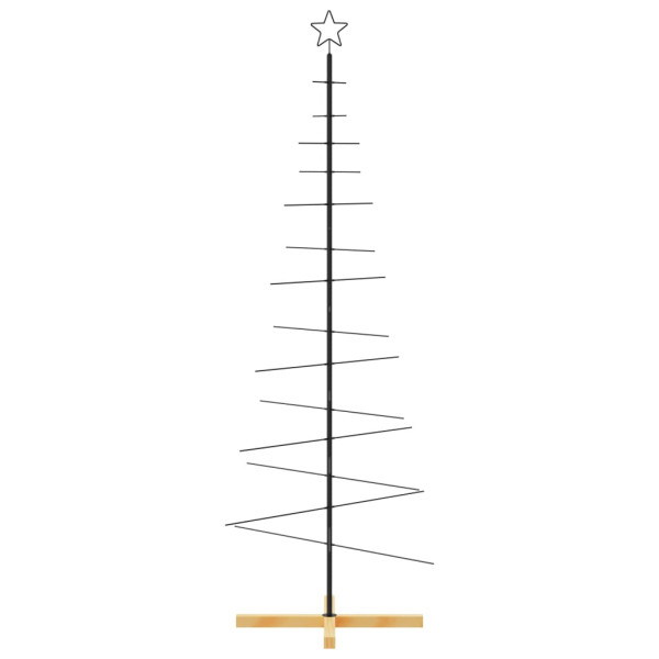 Árbol de Navidad metal negro con base de madera 180 cm M 3