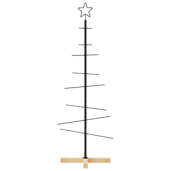 Árvore de Natal de metal com base em madeira 120 cm preto M 3